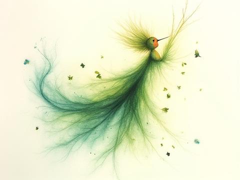 Pintura con un espíritu abstracto que se fusiona con elementos de la flora y fauna oaxaqueña.