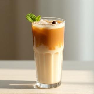 Cold Brew Latte en vaso alto con leche vegana